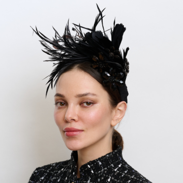 Black Goose Feather Acrylic Flower Headband