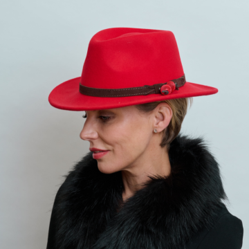 Post Box Red Bobble Trilby