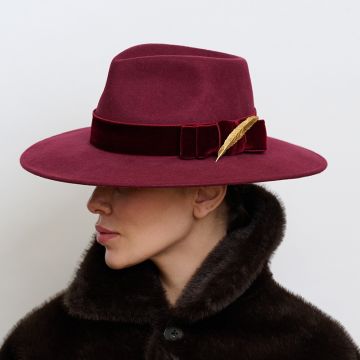 Dark Amaryllis Brass Feather Trilby