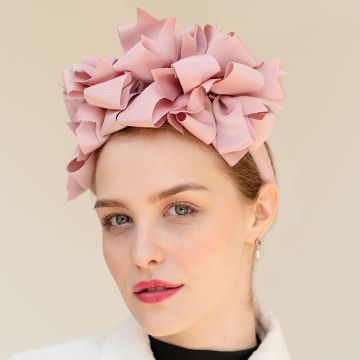 A V V Chapeaux Vintage Blusher grosgrain Bow on Bow headband.