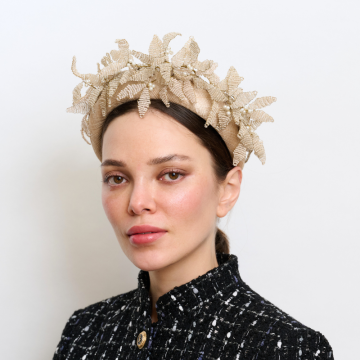 Barley Dust Bead and Pearl Headband