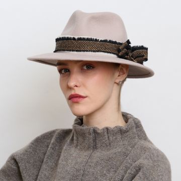 Pebble Frayed Edge Grosgrain Trilby