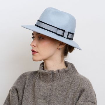 Periwinkle Edged Grosgrain Trilby