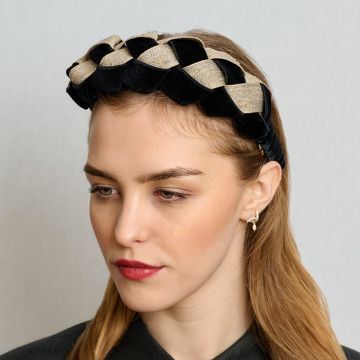 Black and Pebble V V Special Lattice Headband
