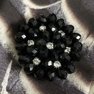 Black Beaded Brooch