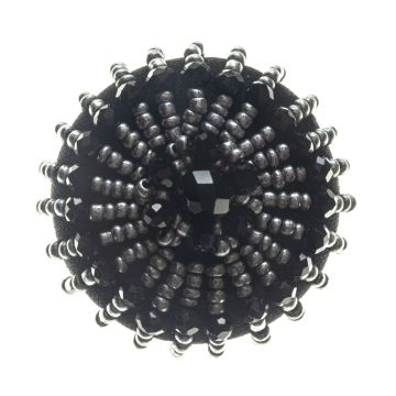 Black Silver Beaded Brooch