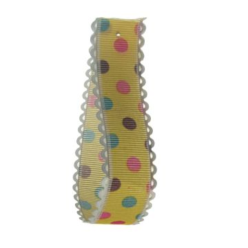 Daffodil Picot Edge Dot Grosgrain