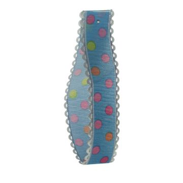 Delphinium Picot Edge Dot Grosgrain