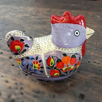 African Violet Hand Painted Chicken Box Kashmir Design