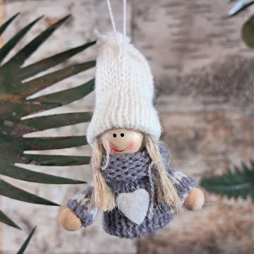 Grey White Knitted Doll