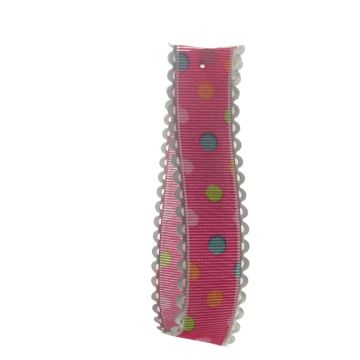 Old Fuchsia Picot Edge Dot Grosgrain