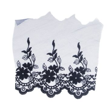Pitch Blue Embroidered Tulle