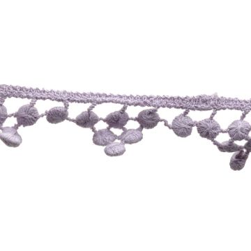Scabious Lilac Pom Pom Fringe 100% Cotton