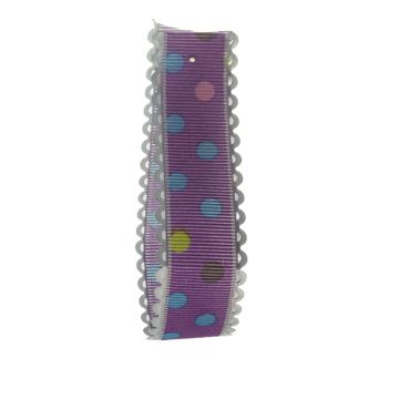 Viola Purple Picot Edge Dot Grosgrain