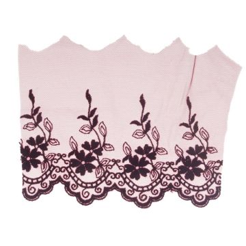 Wine Embroidered Tulle