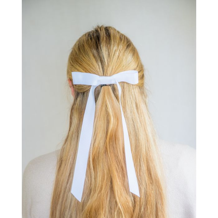 White Grosgrain Ribbon Hair Bow