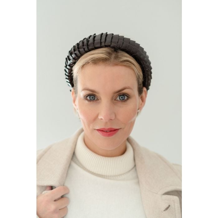 Dark Brown Leather Headband V V Rouleaux