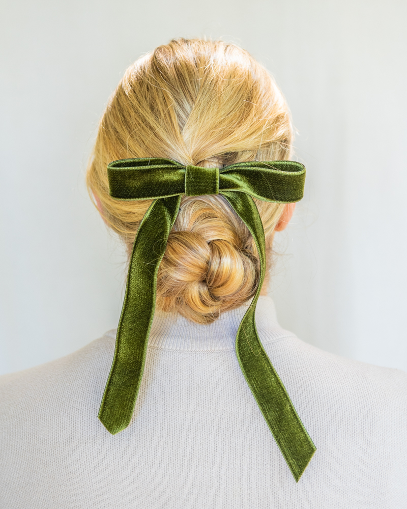 Green Velvet Hair Bow