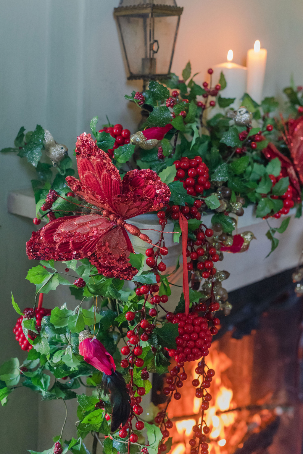 festive red mantlepiece